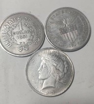 3 x USA Dollars Peace dollar 1923, One Peso 1906, Indian head dollar 1851 - $85.00