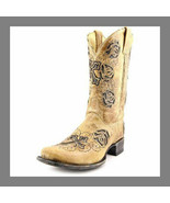 Ladies Corral Boot R2375~Antique Saddle Brown~Cross~Roses~Square Toe~Wes... - $250.00