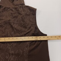 Zenergy by Chico's RN#79984 Women's Brown Full Zip Hooded Vest Pockets Size 2 image 6