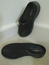 Ladies Shoes Size 8.5 M Black Suede Mesh Slide LL Bean Mule Slip On Low Back Moc - £23.22 GBP