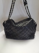 Michael Kors Black Quilted Leather Bag Chain Shoulder Handles Crossbody ... - £73.68 GBP