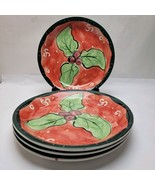 Studio 33 Hand-Painted Christmas Plate Holly Red Green 11&quot; Inches Wide X... - €8,92 EUR