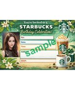 Starbuck Birthday party Invitations 12 w/envelopes w/ picture of your child - $13.75