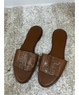 Tory Burch Women&#39;s Ines Flat Slide Goat Leather Sandals Brown US 10.5M - $98.99