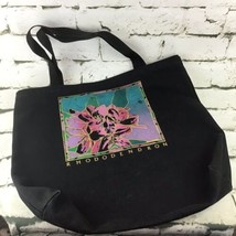 Vintage Rhododendron Tote Bag Black Floral Reusable Shopping Eco-Friendly  - $14.84