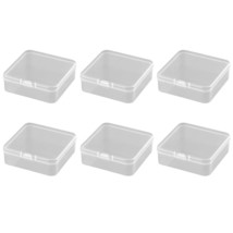 6 Pieces Small Plastic Box With Lids Square Plastic Containers Clear Pla... - $19.99