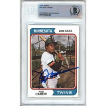 Rod Carew Auto 1973 Topps Card 50 Minnesota Twins Autograph Beckett BAS Slab HOF - $199.99