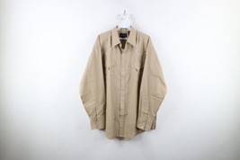 Vintage 90s Streetwear Mens Large Western Rodeo Pearl Snap Button Shirt Beige - £31.60 GBP