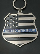 &quot;United With Blue&quot; Unique Police Badge Tribute Keychain (J11) - £11.78 GBP