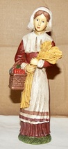 Harvest Vintage Figurine Pilgrim Farm Woman Holding Wheat 8 1/2&quot; Tall NI... - $9.49