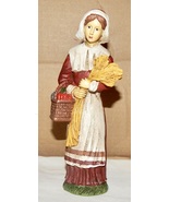 Harvest Vintage Figurine Pilgrim Farm Woman Holding Wheat 8 1/2&quot; Tall NI... - £7.50 GBP