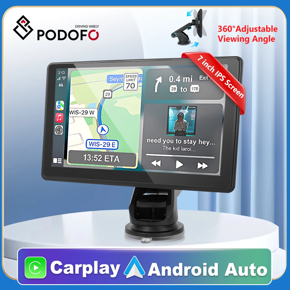 Podofo 7&quot; Screen Carplay MP5 Portable Smart Player Supports Android Auto With - £53.62 GBP+