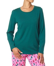 HUE Womens Solid Long-Sleeve Pajama T-Shirt, 1-Piece Size Medium Color Green - £23.35 GBP