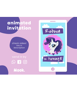 Rarity My Little Pony Video Invitation Animated Digital Birthday - $17.90 CAD