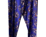 Lularoe Orange Blue Black Floral Print Leggings Pants Size Tall &amp; Curvy - £6.20 GBP