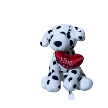 Caltoy Dalmatian Puppy Dog 7” Spotted Black White  Hug Me Heart Plush Beanie Toy - $11.64