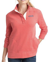 NWT Vineyard Vines Women XXS Classic Shep Button Pullover Heathered Coral Red - £39.50 GBP