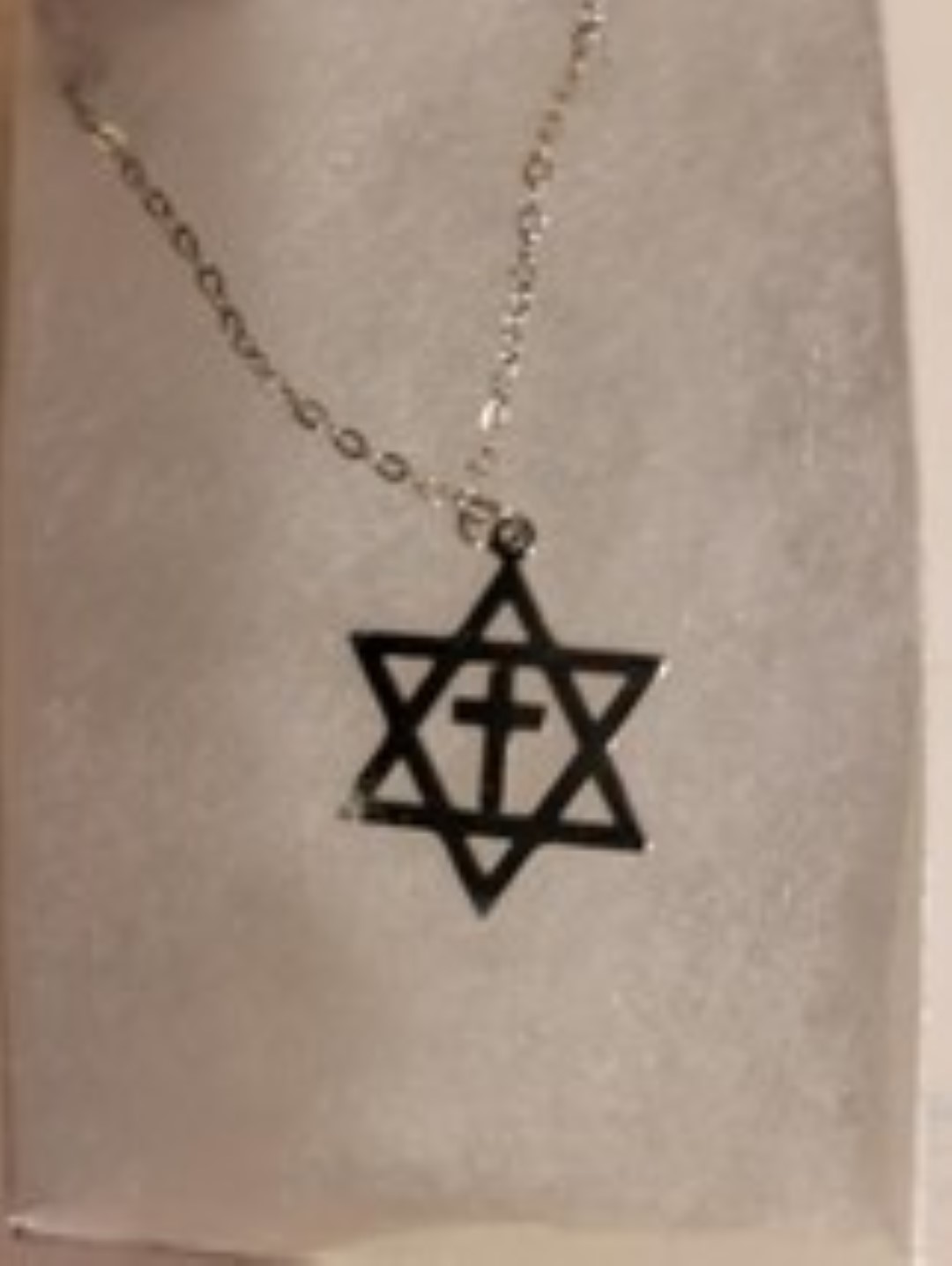 Jewish star christian cross necklace  large 
