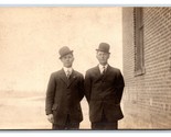RPPC Two Dapper Men IN Bowler Hats 1910 Postcard U4 - $4.04