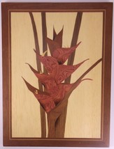 16x12 WOOD PIC INTRICATE GRASS FLOWER INSET PHAO DAY WALL HANGING HOME D... - $39.99