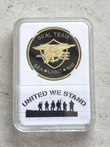 Us Navy Seal Team Sea, Land, Air Colorized Art Round Challenge Coin With Case - £11.52 GBP