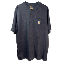 Carhartt Mens Henley Shirt Size L Original Fit Dark Gray Short Sleeves Cotton - £19.75 GBP