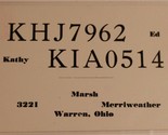 Vintage CB Ham radio Amateur Card KHJ 7962 Warren Ohio - £4.74 GBP