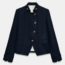 Zara Navy Blue Lyocell Golden Button Tailored Blazer Women BNWT 2730/564 - $107.98