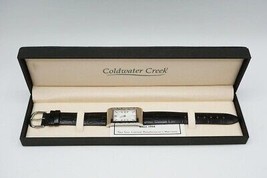 Coldwater Creek Pedre Coccodrillo Serbatoio Orologio Nero Pelle Fascia Nib Nuovo - £33.04 GBP