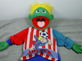 Vintage Puppet Productions Muppet Style Large Hand Puppet Green Male Yellow Hair - £89.78 GBP