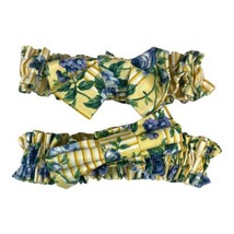 Longaberger Yellow Rose Trellis Small Floral Fabric Garter Basket 7” Lot... - $23.36