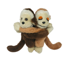 Vintage 1980's Daekor Brown Hugging Monkeys Stuffed Animal Plush Toy Monkey - £44.80 GBP