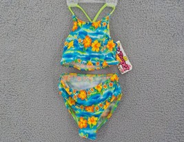 St. Tropez Girls 2 Piece Bikini SZ 16 Turquoise Floral See Measurement Pics NWT - £7.82 GBP