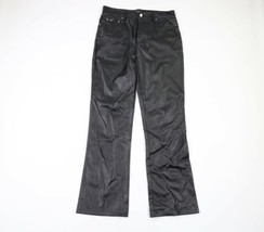 Vintage 90s Streetwear EDM Goth Womens 11 Distressed Flared Faux Leather Pants - £55.34 GBP