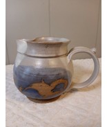 Unique VTG Studio Art Pottery Gray Brown Blue Pitcher Signed &quot;Hanson&quot; 5&quot;... - £24.44 GBP