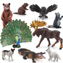 Woodland Animals Figures Playset 9Pcs Forest Animal Figurines Toys Set Plastic A - £52.99 GBP