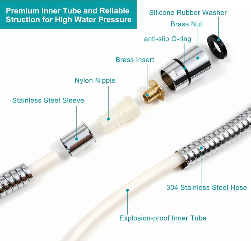 Shower Hose Replacement,79 Inches Extra Long Stainless Steel Handheld Shower Hea Item image 3
