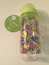 Justice water bottle emoji lid peace stars hearts 16.9 oz BPA free multicolor  - £9.61 GBP