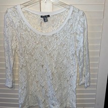 Bozzolo Cream lace semi sheer blouse size large - £9.25 GBP