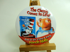 Dr Seuss Promo Pin Button Cat in the Hat Movie DVD Release advertising 2004 - $4.75