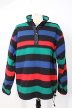 Vtg Woolrich Women&#39;s L/XL? Colorful Stripe Fleece Snap Pullover Jacket USA - £28.08 GBP