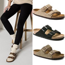 Genuine Leather Unisex Vintage Cork Flat Boken Sandals Men&#39;s One-word Sa... - €61,61 EUR