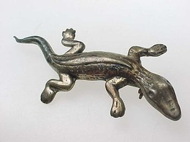 Vintage Sterling Silver Lizard Brooch Pin   2 1/4 Inches Long   Free Shipping - £43.96 GBP