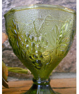 Anchor Hocking Glass Avocado Green Grapes Pattern Sherbet Candy Dish Nut... - £19.65 GBP