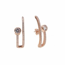 Geometric bar stud earring Two cz paved Long bar simple Minimal trendy women ear - £15.83 GBP