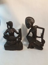 Vintage Figurines Lot of 2 Women Hand Carved Wood Bali Primitive Rustic - £190.25 GBP