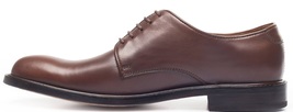 Handmade Men Brown Derby Lace Up Plain Toe Real Genuine Leather Shoes US 7-16 - £109.41 GBP