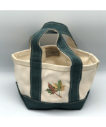 LL Bean Mini Boat And Tote Bag Embroidered Autumn Leaves 5.5&quot;Lx5&quot;Hx4.5&quot;D - $39.59