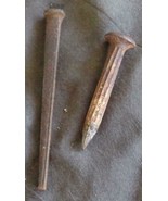 Antique Set of Two Nails – Square Head and One Ribbed Marked P.K.  - VER... - $282.06 MXN