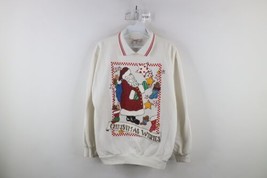 Vintage 90s Streetwear Womens Medium Christmas Santa Claus Collared Swea... - $44.50